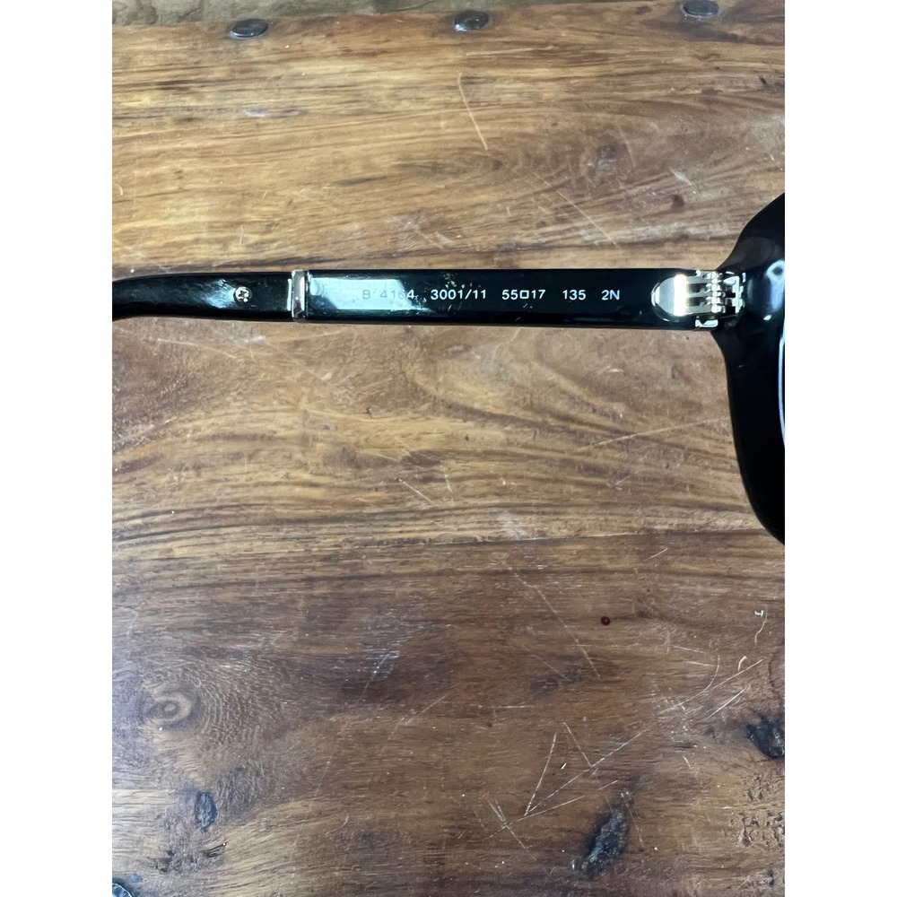 Burberry B 4164 3001/11 Black Cat Eye Sunglasses Check Temple Made in Italy 55mm - Picture 6 of 11